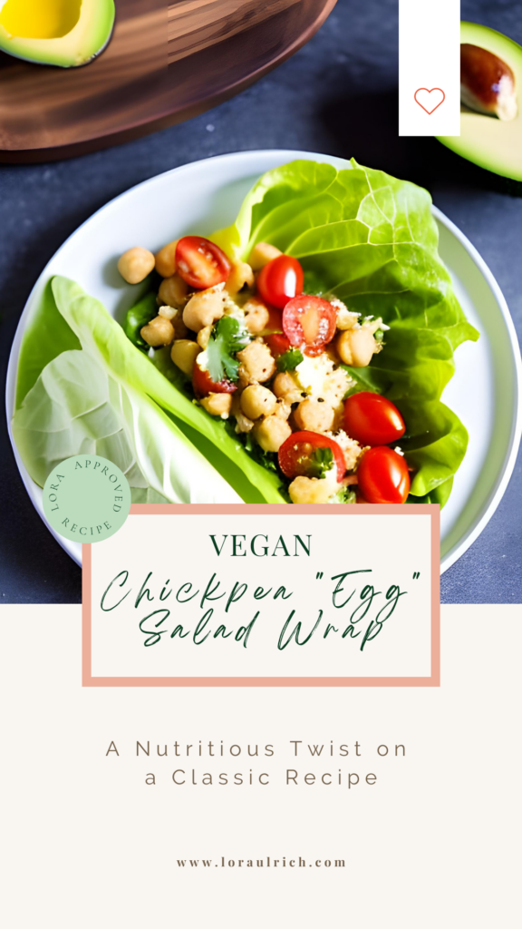 Photo of vegan chickpea "egg" salad in a lettuce wrap with avocado 