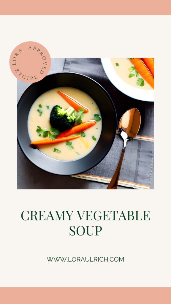 Photo of a bowl of creamy vegetable soup