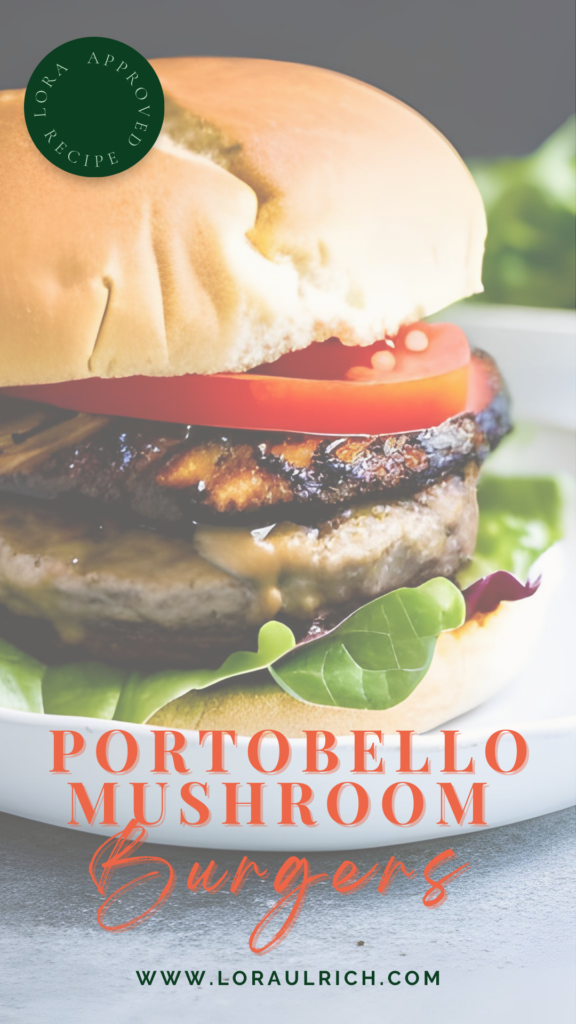Photo of a portobello mushroom burgers as part of healthy crowd pleasing bbq swaps 