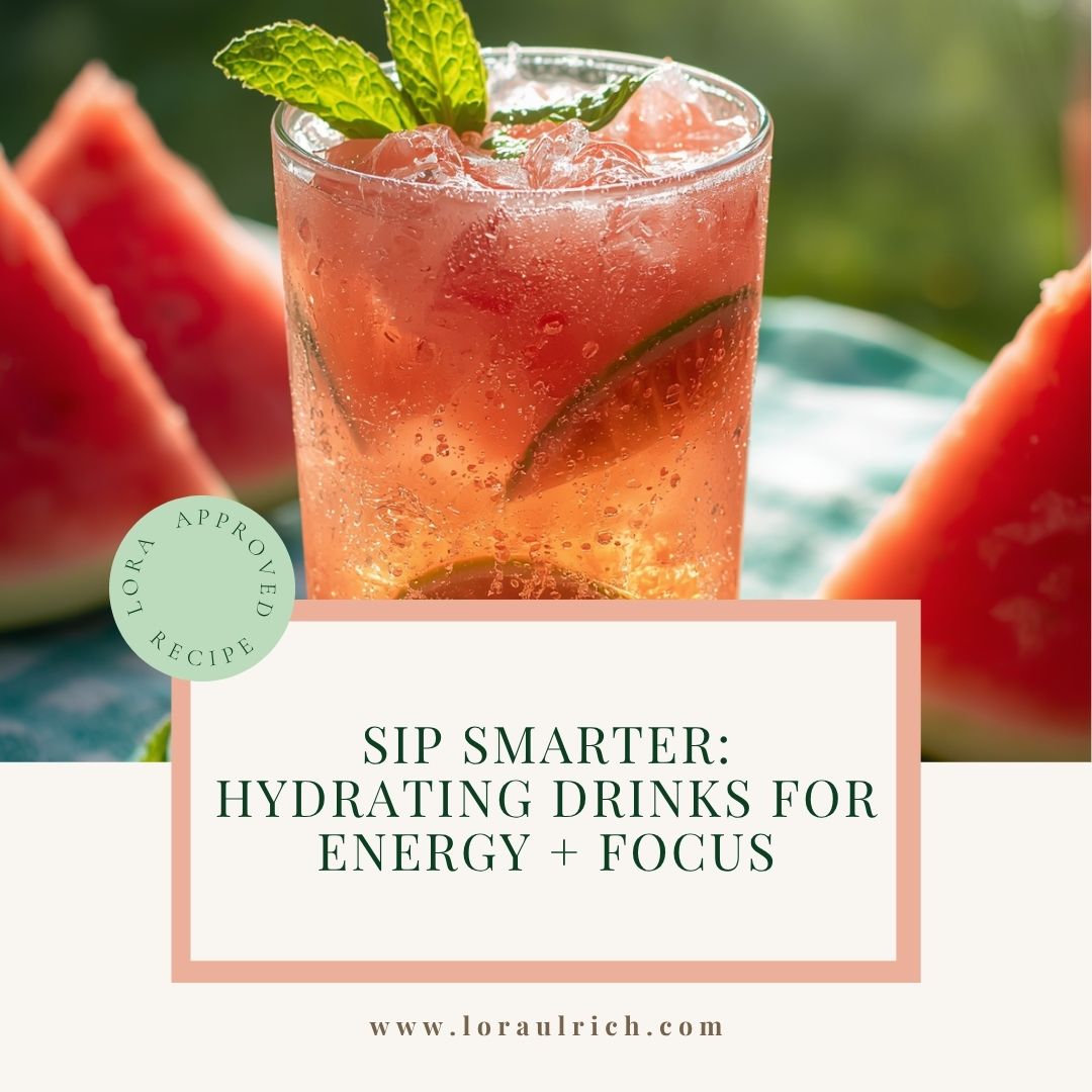 Tall glass of watermelon-lime agua fresca with mint garnish and ice cubes, a vibrant example of hydrating drinks for midlife women.