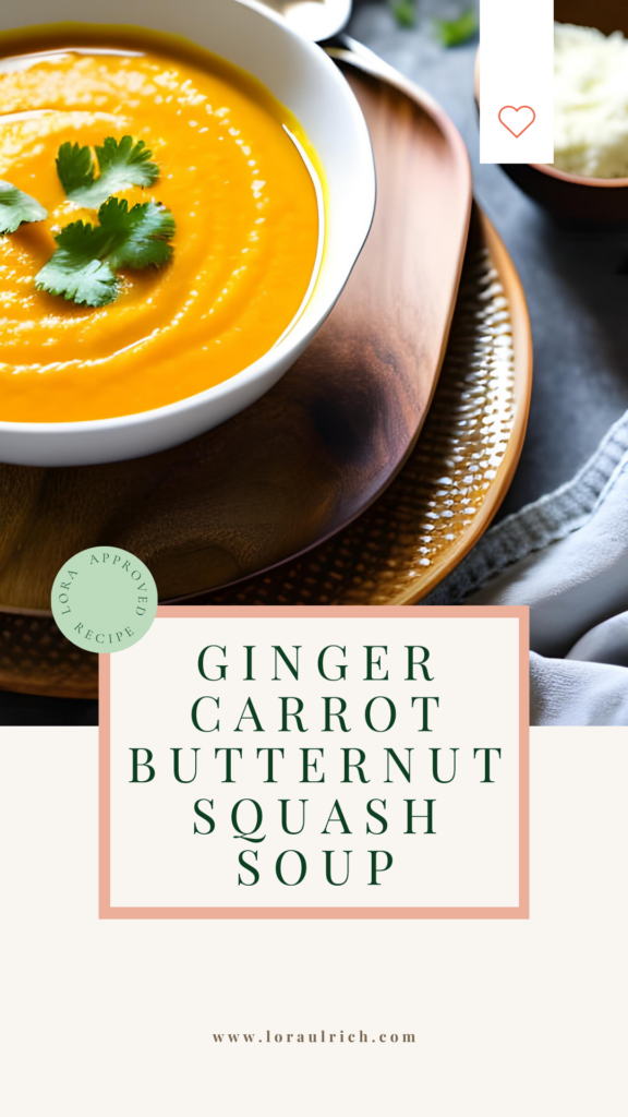 photo of a bowl of ginger carrot butternut squash soup