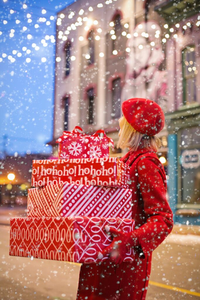 photo of a women carrying gifts - you can't get this in a store (best gift ever!)