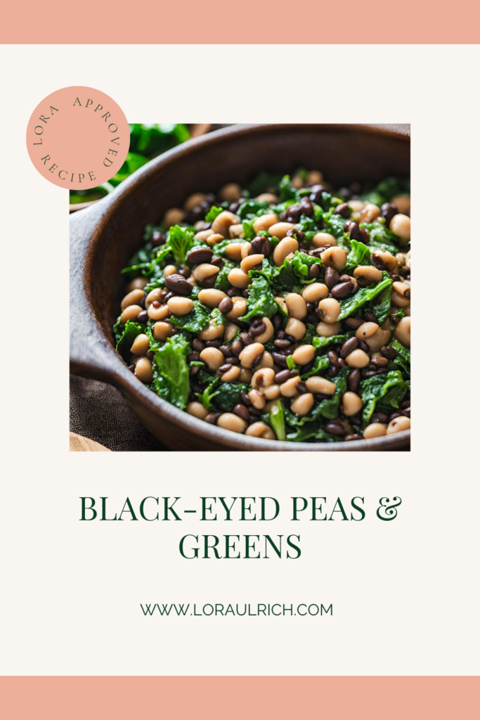 photo of black eyes peas and greens