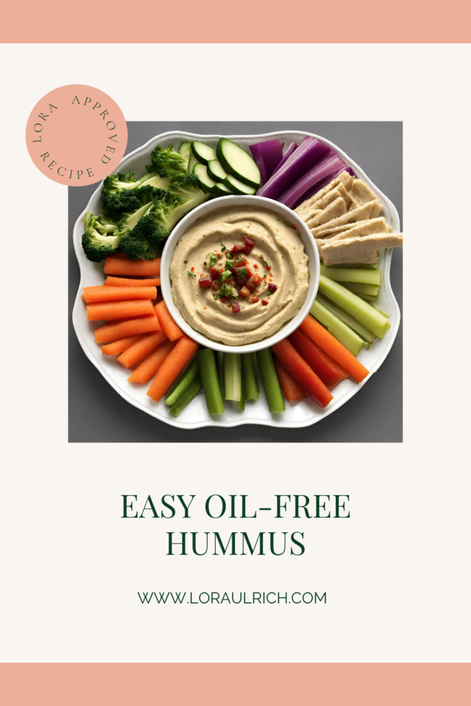 a photo of an easy oil-free hummus platter with vegetables