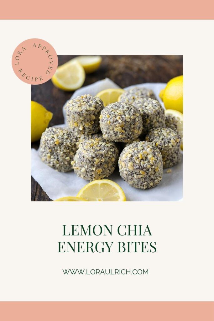 lemon chia energy bites stacked on parchment paper