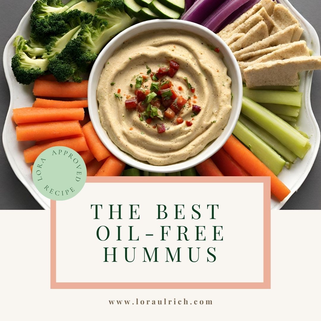 platter with vegetables and the best oil-free hummus recipe