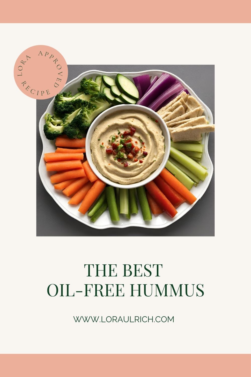 the best oil free hummus recipe with a vegetable platter