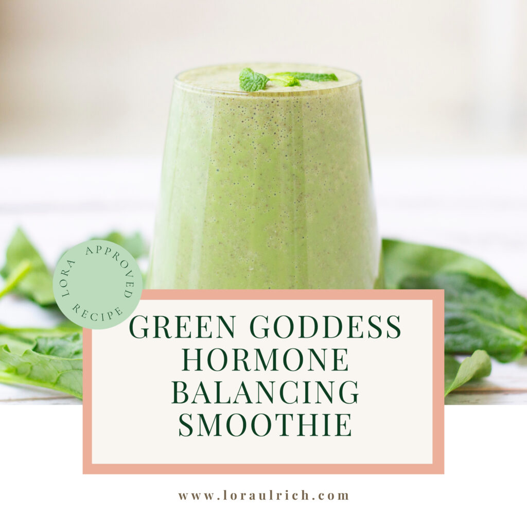 green goddess smoothie recipe goes well with our chocolate bliss hormone balancing smoothie