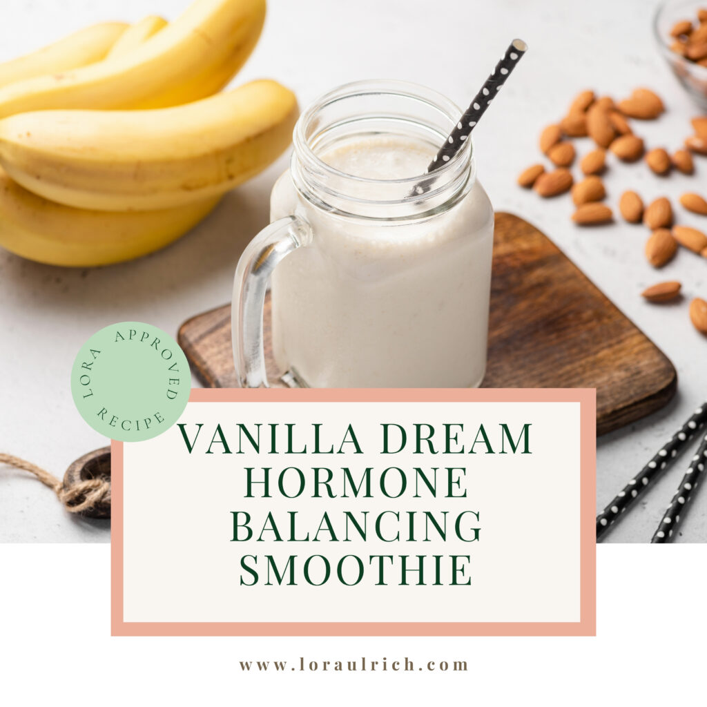 Vanilla dream smoothie in a mason jar as an alternative to the green goddess hormone balancing smoothie