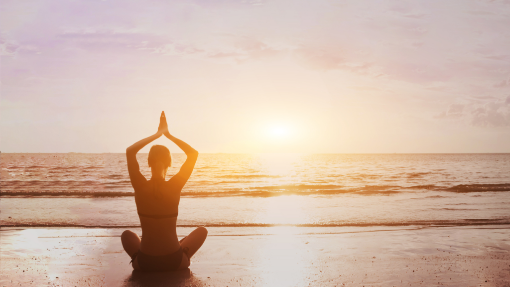 a woman meditating