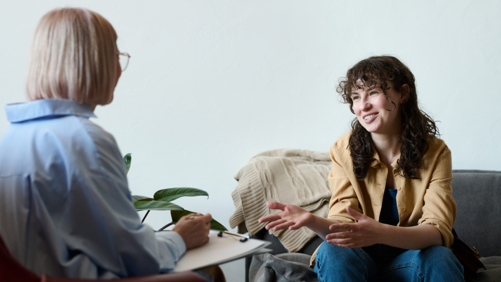 woman talking to her therapist