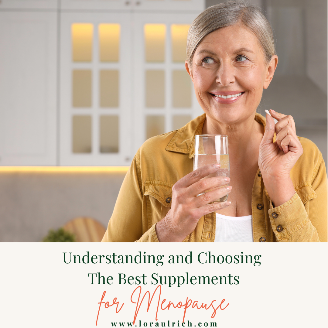 a happy woman choosing the best supplements for menopause