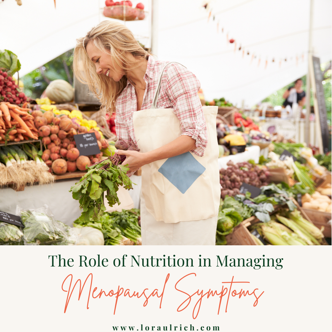 woman buying fruits to depict the role of nutrition in managing menopausal symptoms