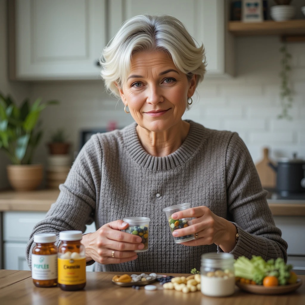 a woman taking the best supplements for perimenopause