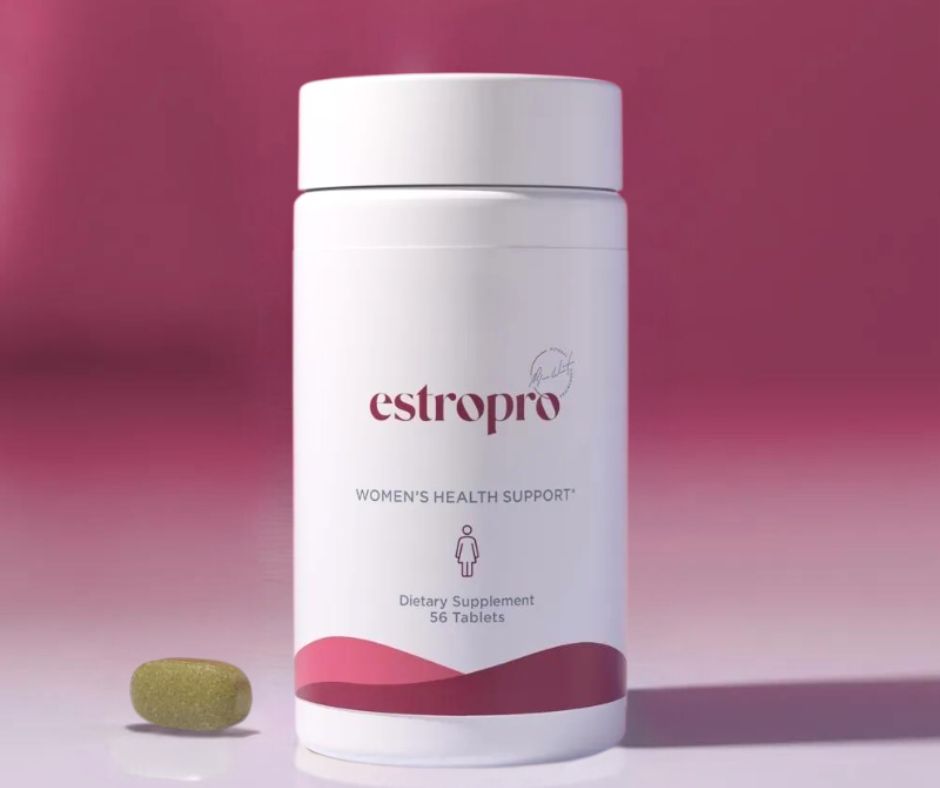 Photo of EstroPro Peri Menopause supplement, featuring phytoestrogens, part of the Top-Rated Supplements for Holistic Menopause Support