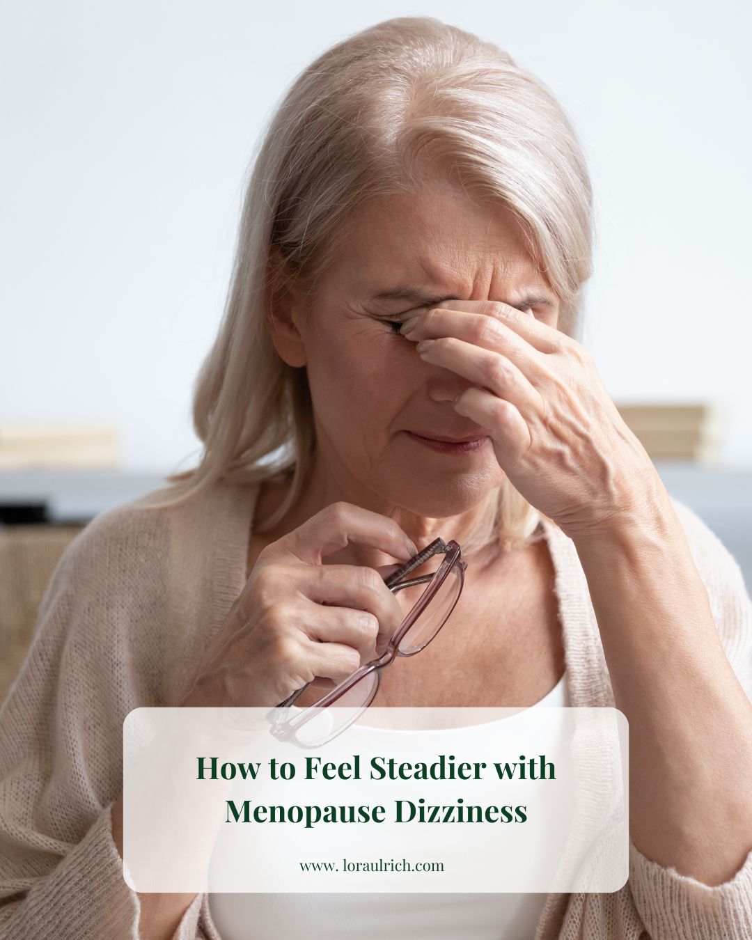 Fatigued woman feeling off-balance, symbolizing menopause dizziness