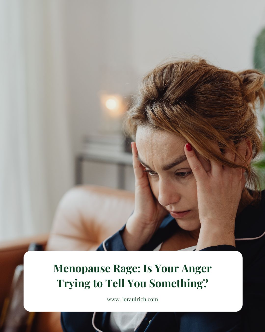 Woman in her 40s looking tense and overwhelmed, symbolizing emotional intensity during menopause rage.