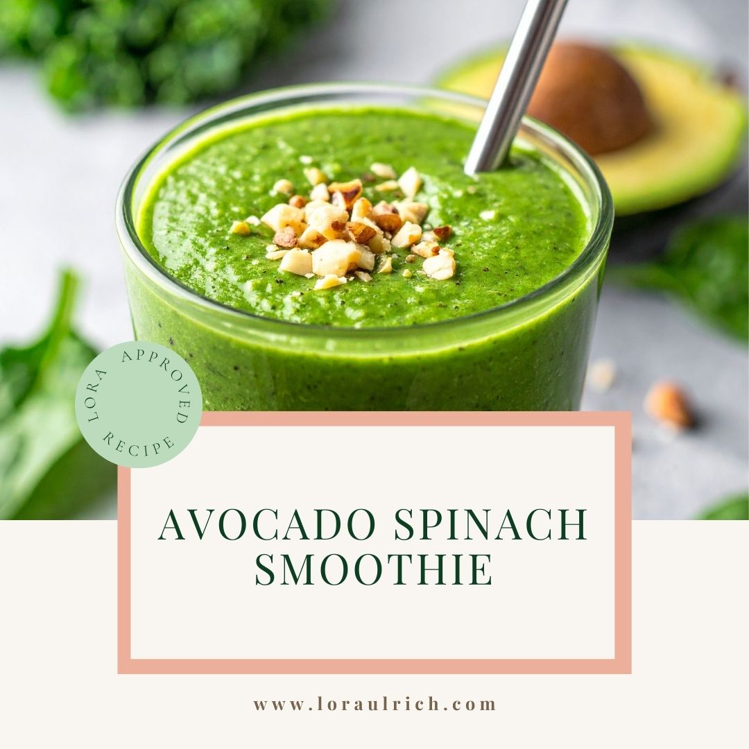 Avocado spinach smoothie in a glass, rich in healthy fats and greens, perfect for fast metabolism diet recipes.