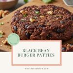 Cooked black bean burger patty with real ingredients high in protein