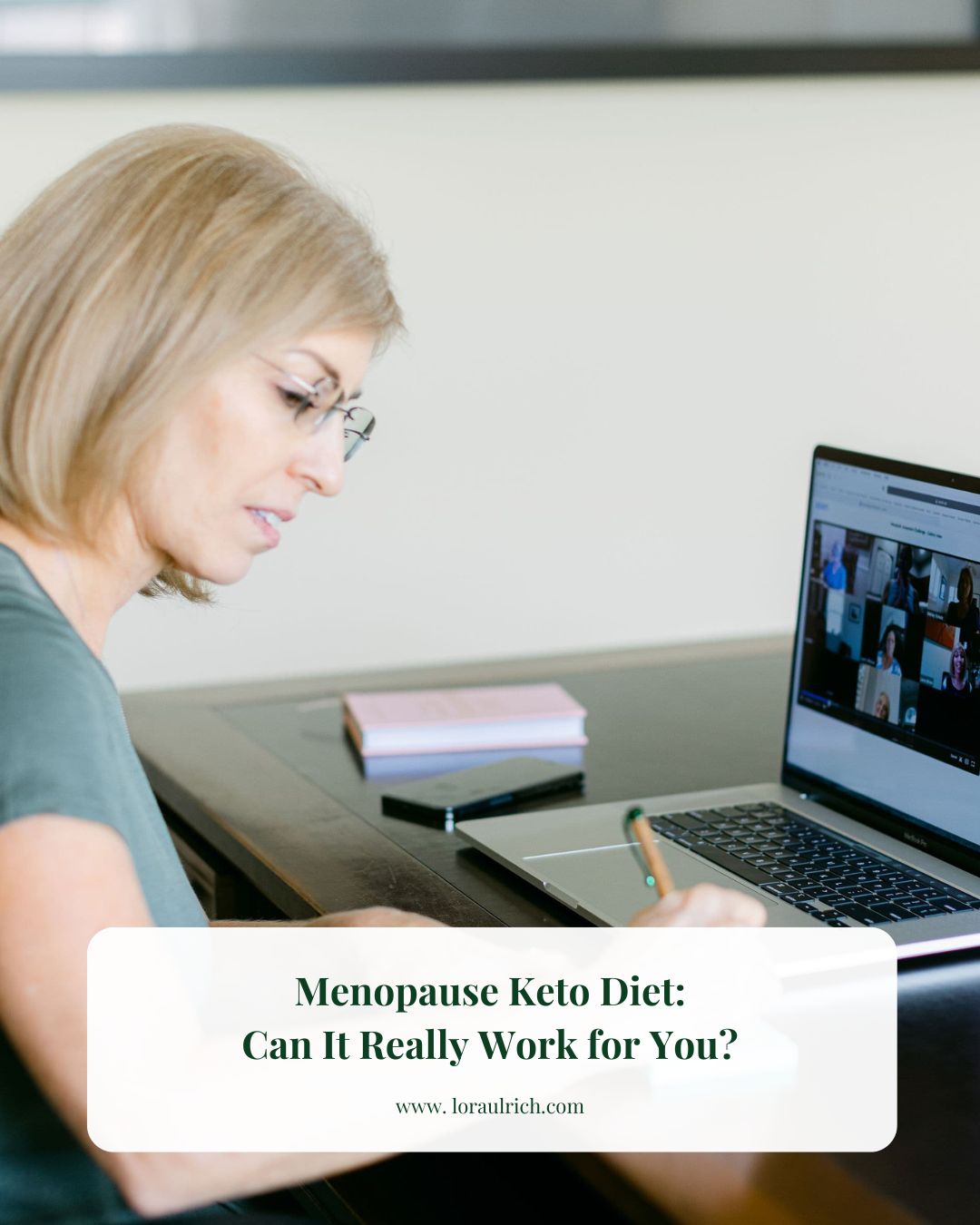 A menopause health coach analyzing client data to provide personalized nutrition advice instead of a generic menopause keto diet.