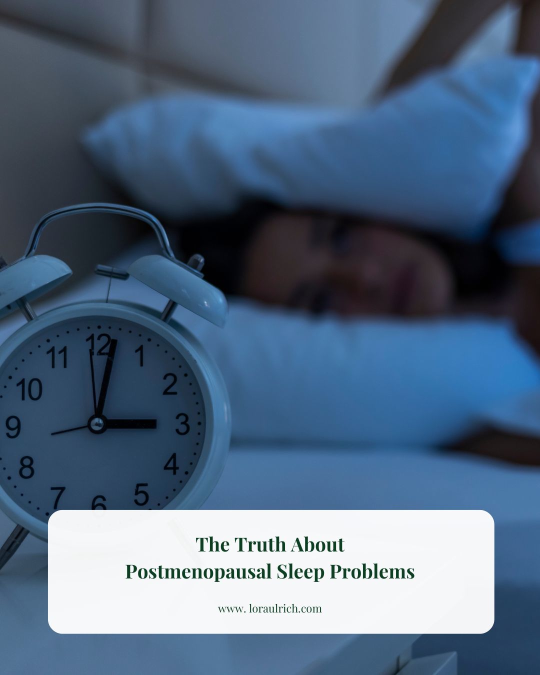 Analog alarm clock at 3 AM on bedside table, symbolizing postmenopausal sleep problems and restless nights.